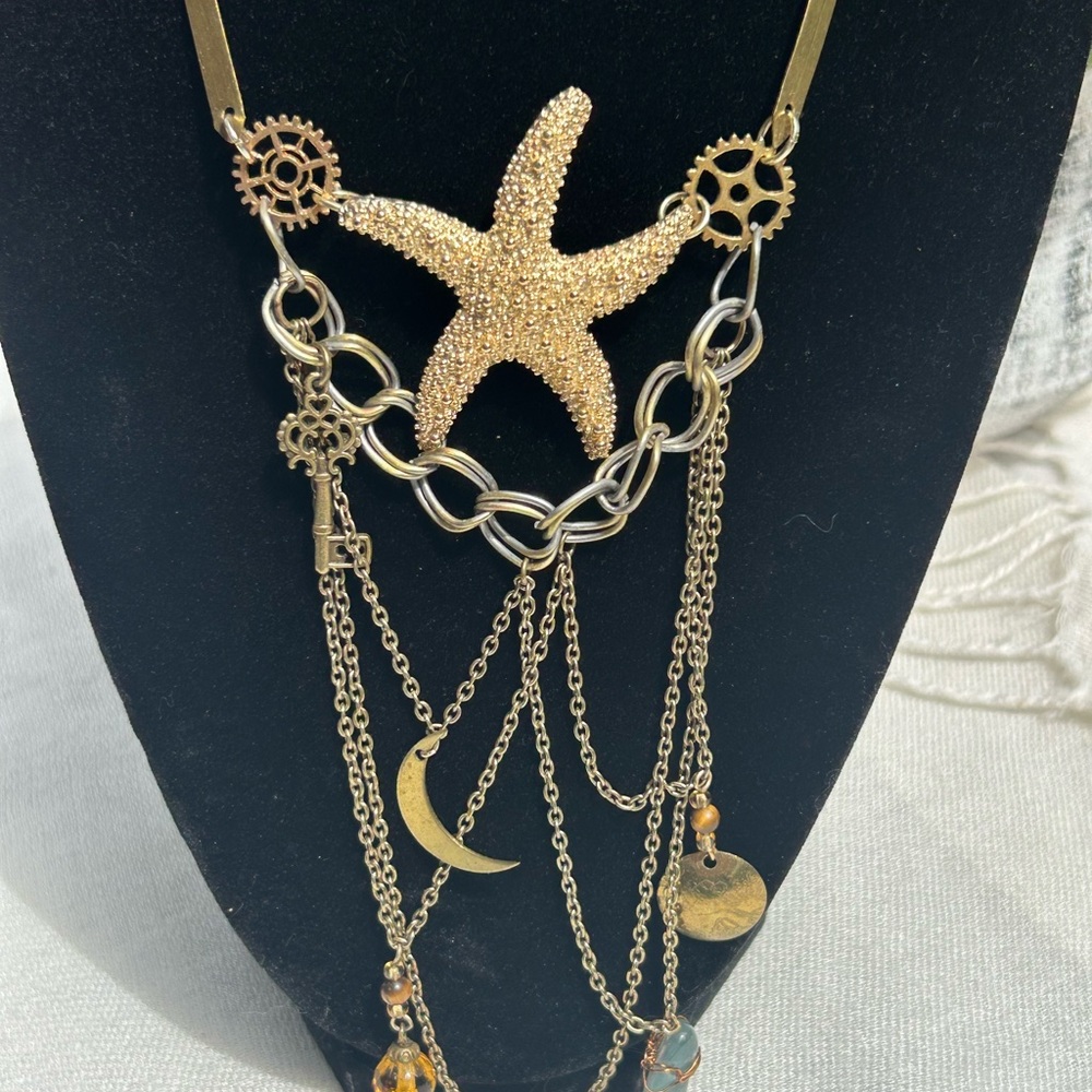 Gold Starfish Charm Necklace